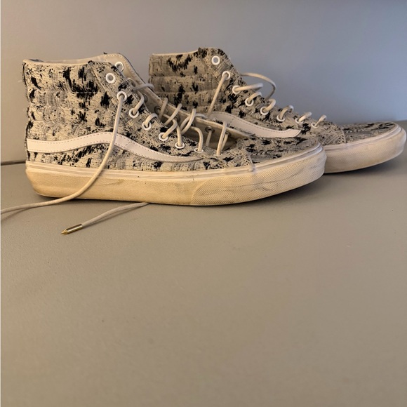 Vans Shoes - Vans White Canvas High-Top Sneakers with Black Insole